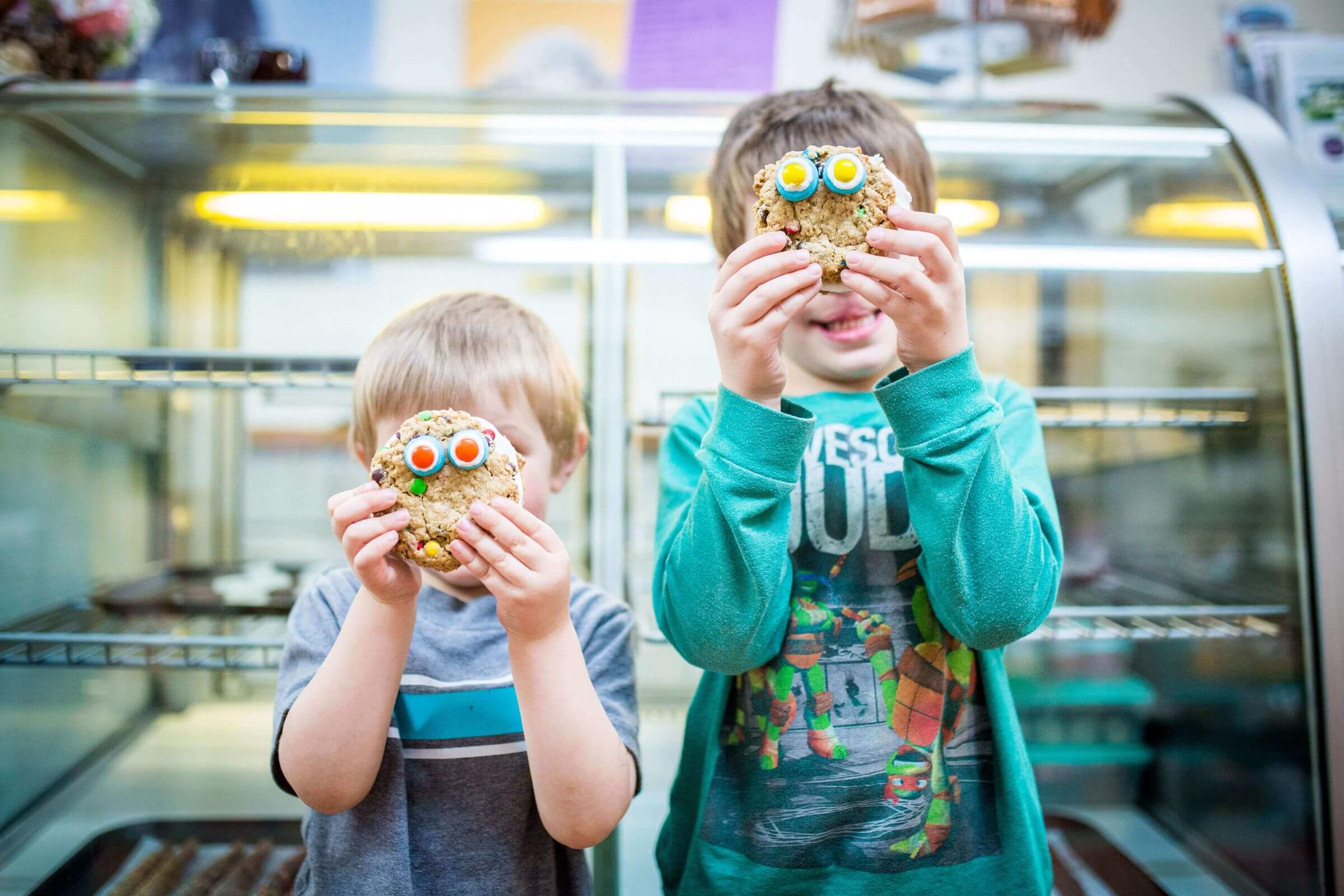 Little boys with cookies from Pinters Garden & Pumpkins